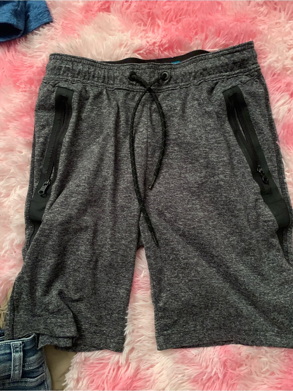 American Eagle Outfitters Charcoal Gray Athletic Zip-Detail Shorts